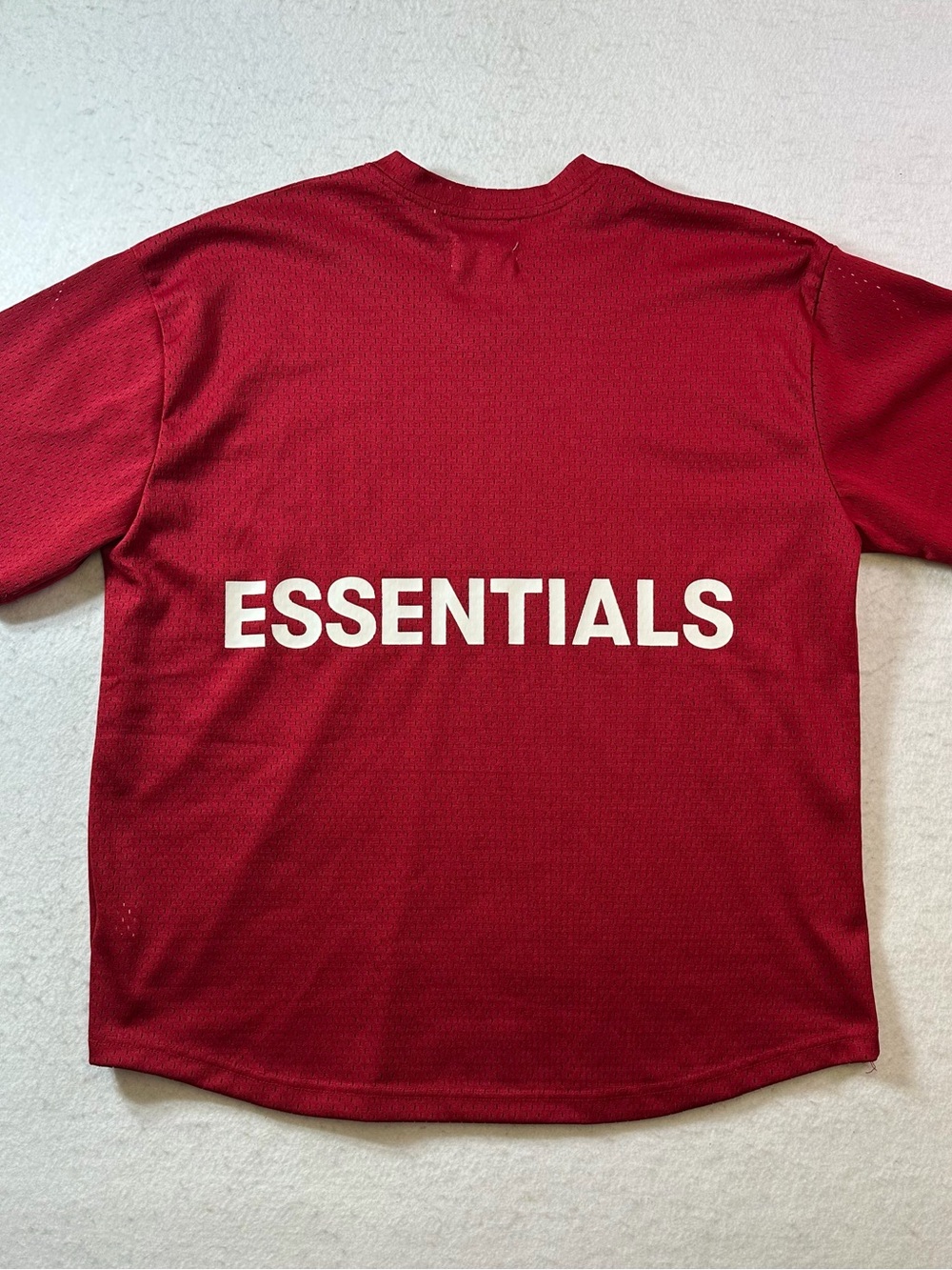 Essentials Fear Of God Mesh Jersey T-Shirt Red 2018 FW18 Men’s Size Large V-Neck